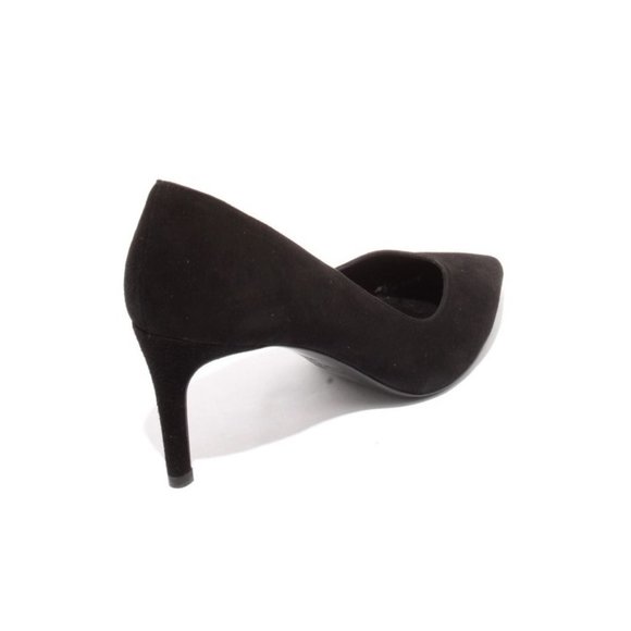 Italian Black Suede Leather Classic Pointy Heel Shoes - Picture 4 of 8